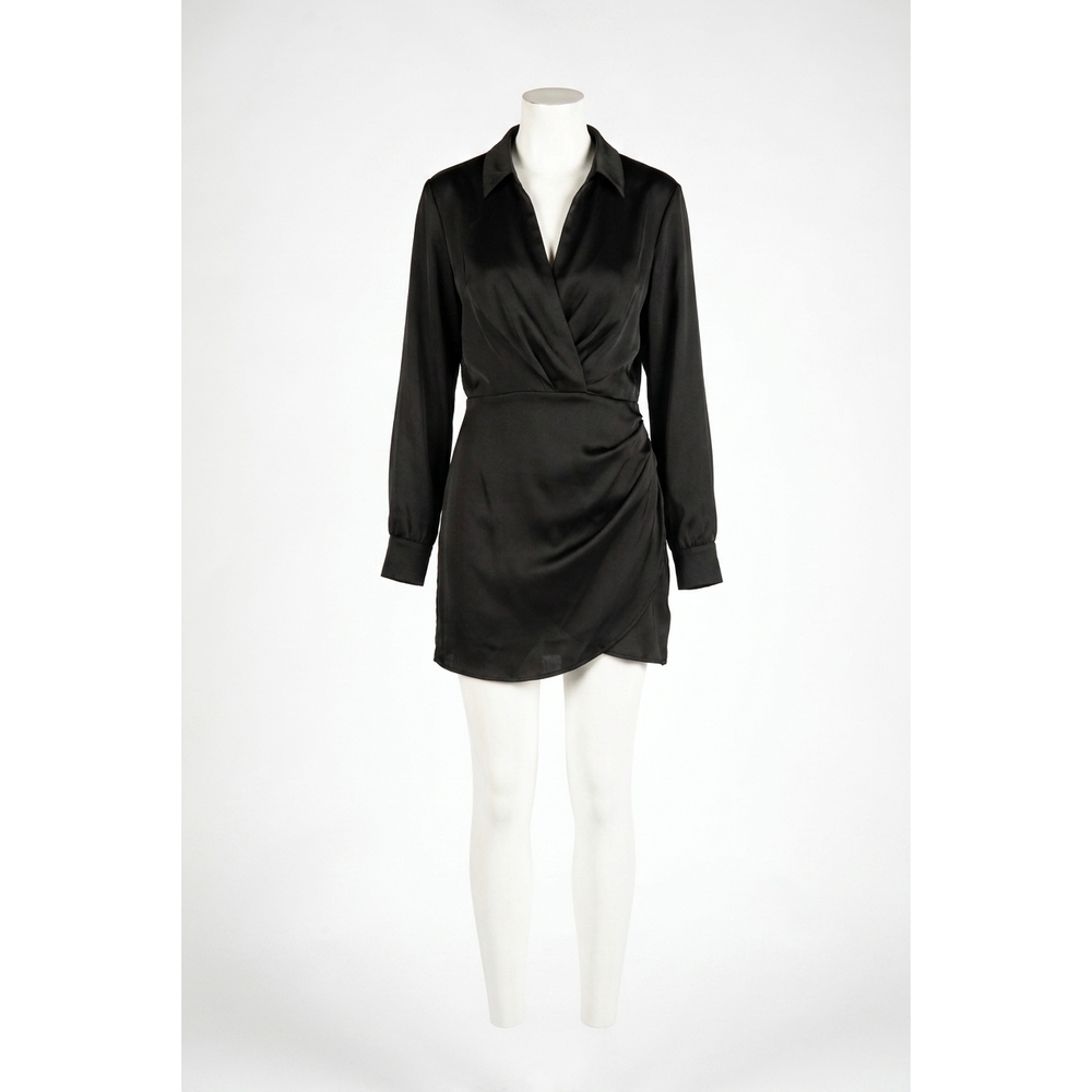 NEW SINCERELY OURS brinley satin mini dress in black